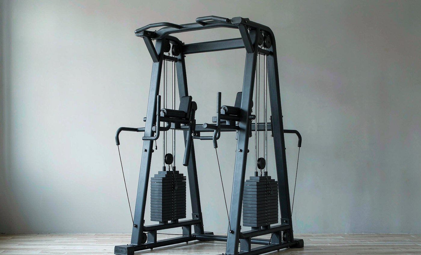 Multi-station cable home gym with weight stacks
