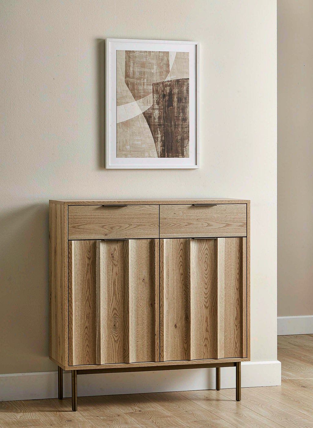 Light oak sideboard with fluted doors